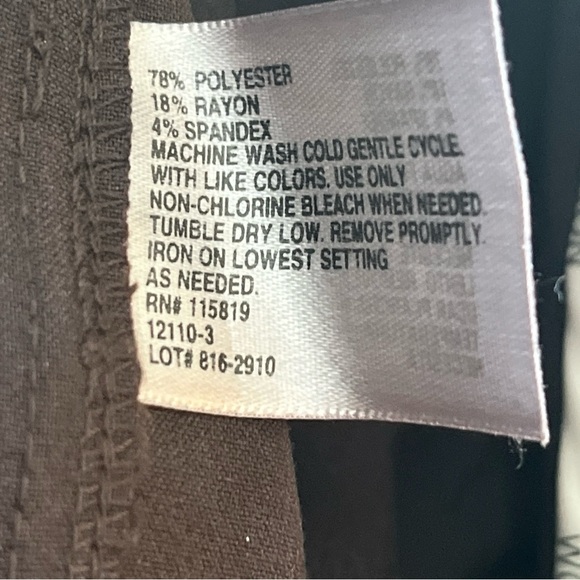 Worthington Modern Fit Ladies Chocolate Brown Dress Slacks 30" Long Size 10 - Picture 5 of 9